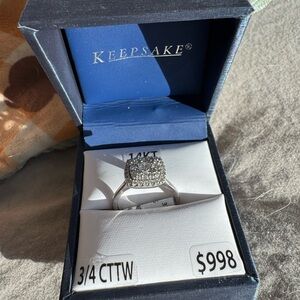 KEEPSAKE the Label 14KT White Gold Ring with Radiant Stones